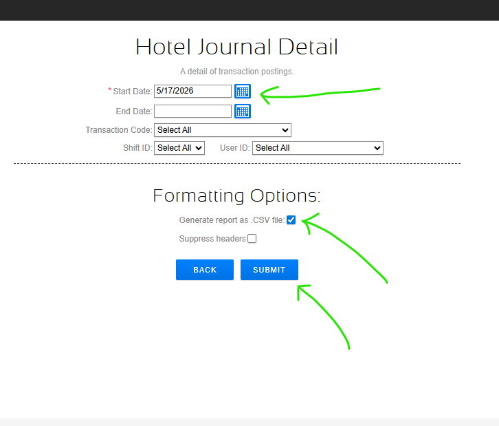 Hotel Journal Detail submit confirmation
